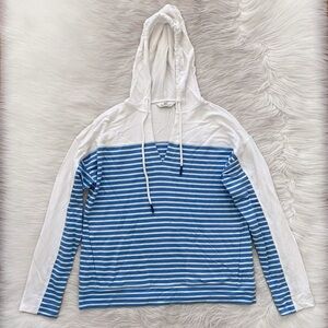Vineyard Vines Blue White Stripe Lightweight Dreamcloth Striped Hoodie Pullover